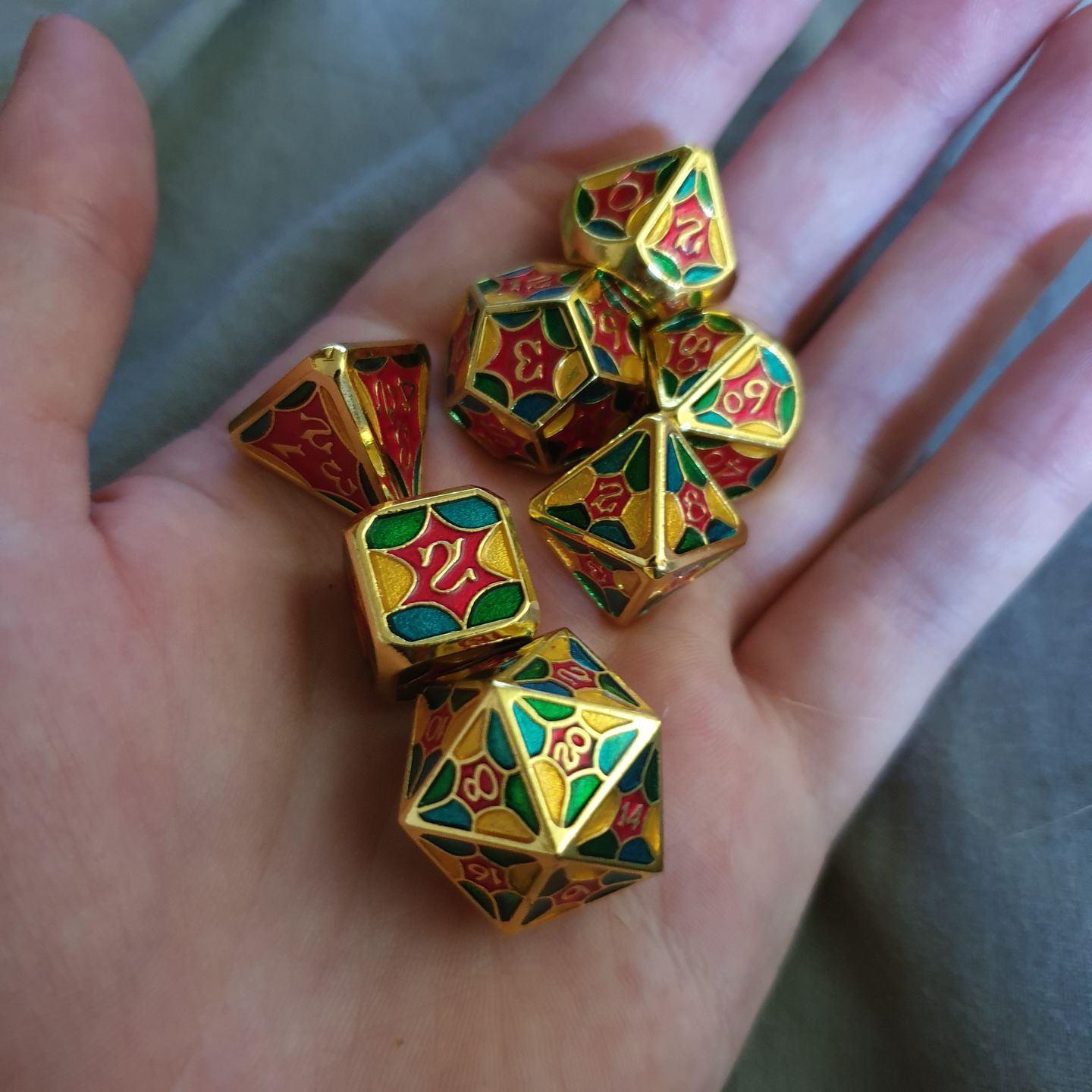 Customer photo review of Jester Chroma - Metal Dice Set
