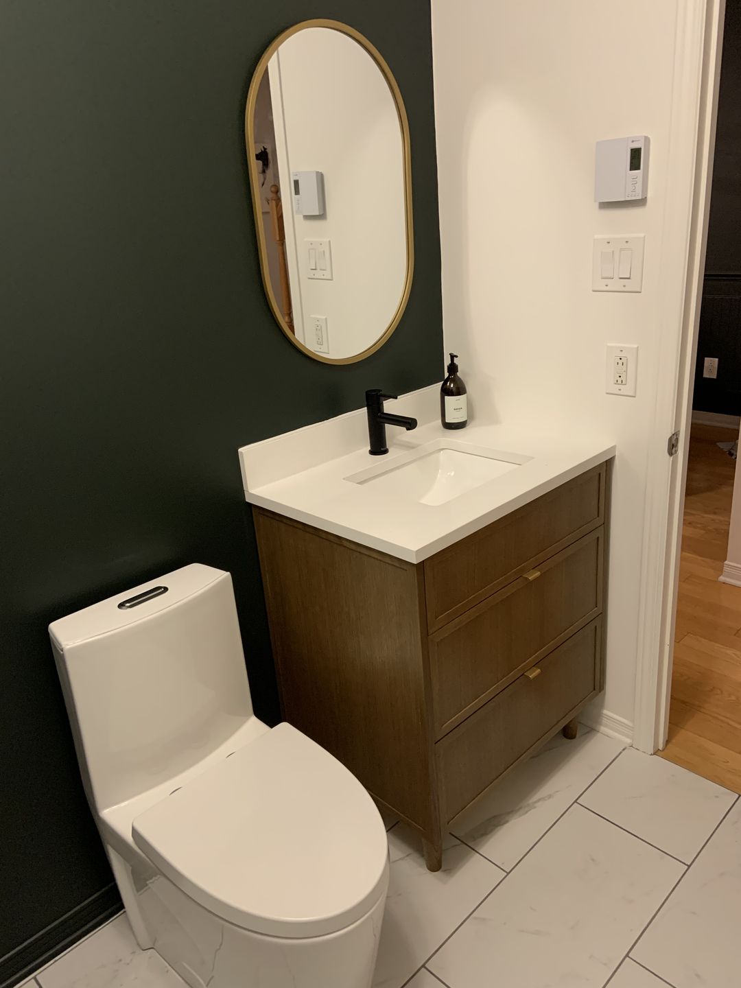 Customer photo review of Cape Breton 30" Mid Century Oak Bathroom Vanity