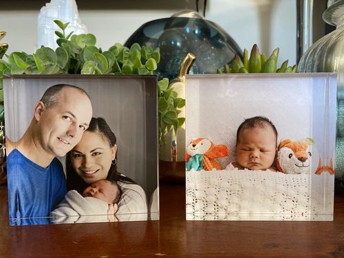 Customer photo review of 10 x 10 cm Free Standing Acrylic Photo Block