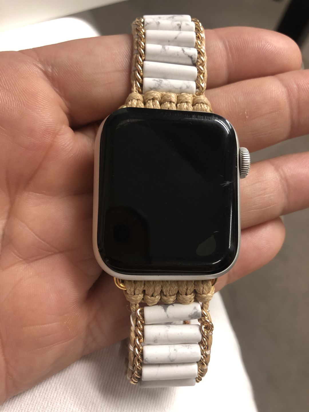 Customer photo review of Heavenly Howlite Apple Watch Strap