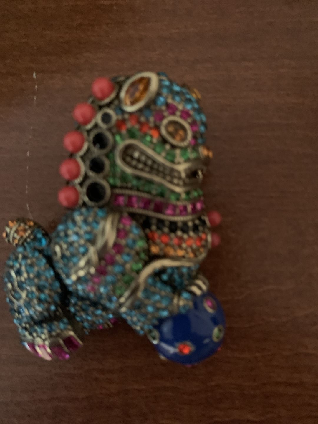 Customer photo review of HEIDI DAUS® "Fu Dog" Enamel Beaded Crystal Dog Pin