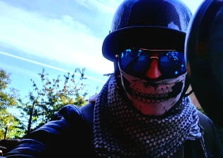 Customer photo review of Lightweight Half Face German Style DOT Slayer Style Helmet - Gloss Black