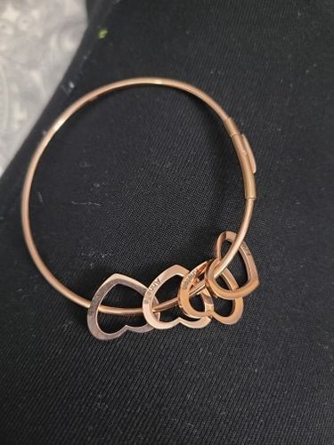 Customer photo review of Bangle Bracelet with Custom Heart Pendants in 18K Gold Plating