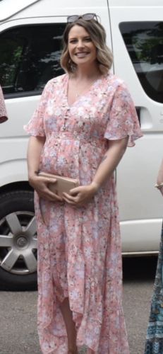 Customer photo review of The Wanderer Floral Chiffon Maternity Gown