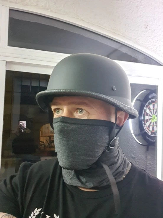 Customer photo review of Lightweight Half Face German Style DOT Slayer Style Helmet - Matte Black