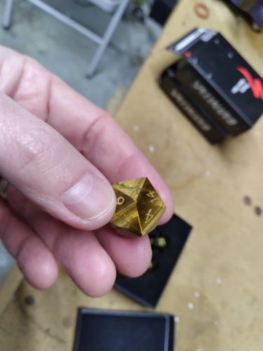 Customer photo review of Tiger's Eye DnD Dice Set Bee Dice
