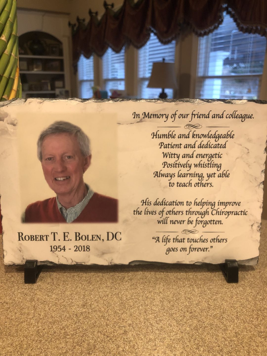 Customer photo review of Beautiful Memorial Slate | Always Loved Never Forgotten Forever | Marble Design Sympathy Slate Stone with Photo |Sympathy Keepsake