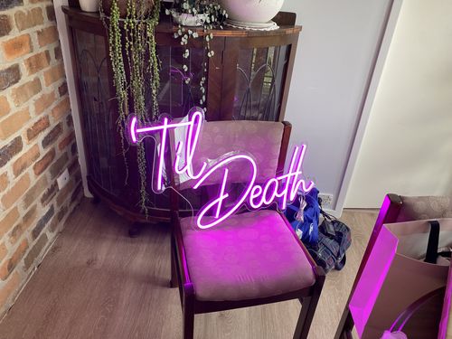 Customer photo review of Til Death neon light