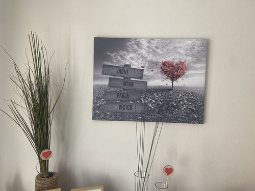 Customer photo review of Lienzo Árbol Corazón con Nombres Personalizados
