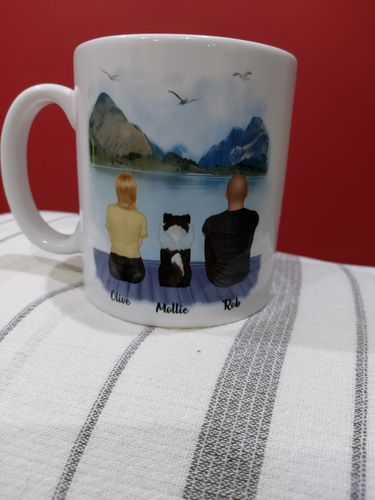 Customer photo review of Couple & Dogs -You me and the dog Personalised Mug