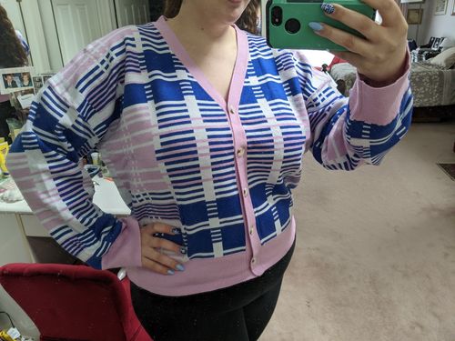 Customer photo review of Rebdolls "Ava" Plaid Button Down Cardigan