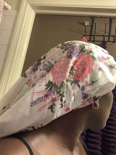 Customer photo review of Locs & Natural Hair Satin Socks Hat