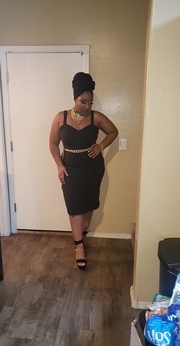 Customer photo review of Miss Kitty Maneater Wiggle Dress in Black - Vixen by Micheline Pitt