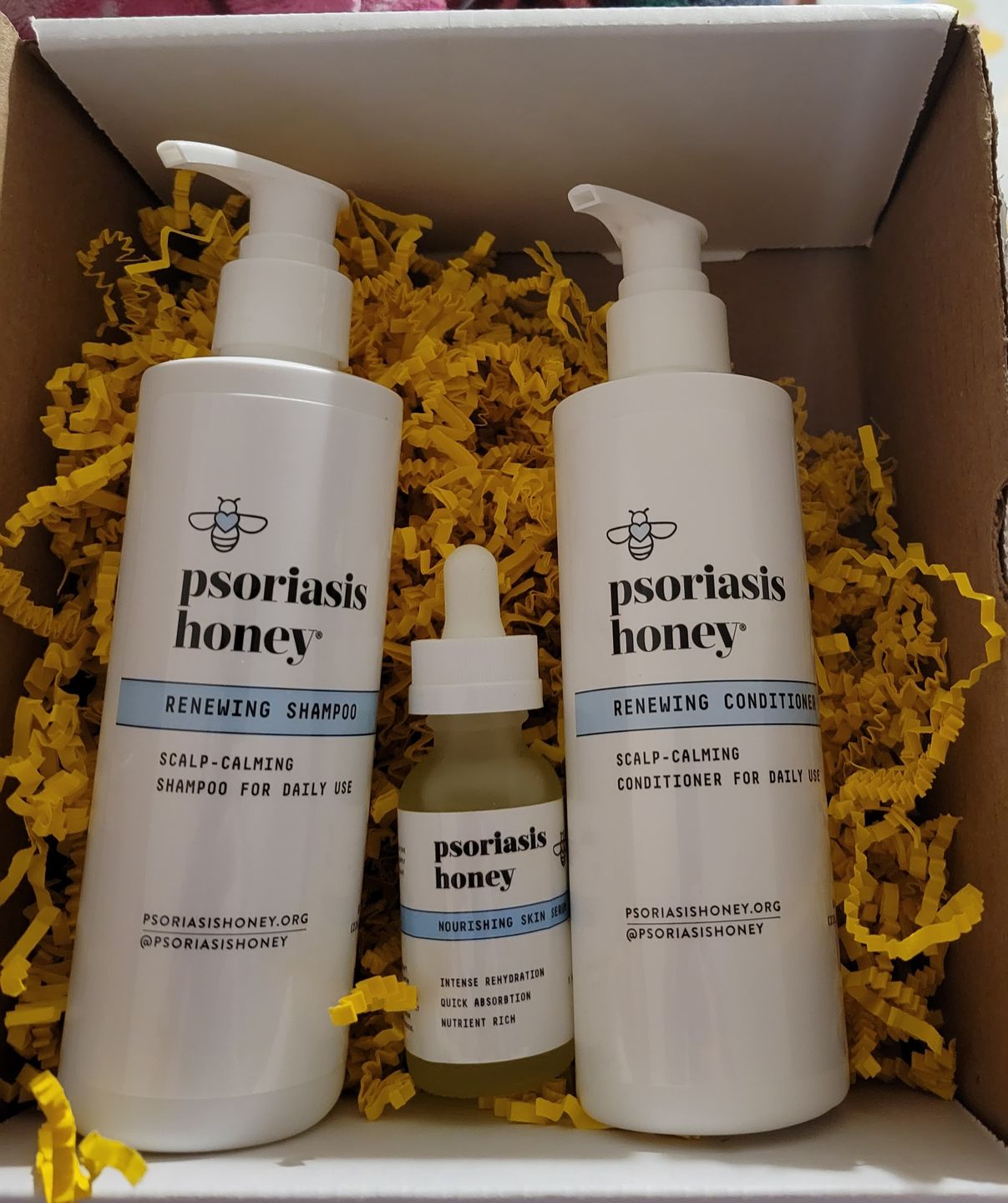 Customer photo review of Psoriasis Honey Scalp Nourishing Kit