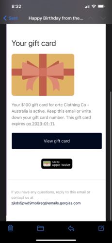Customer photo review of Gift Card