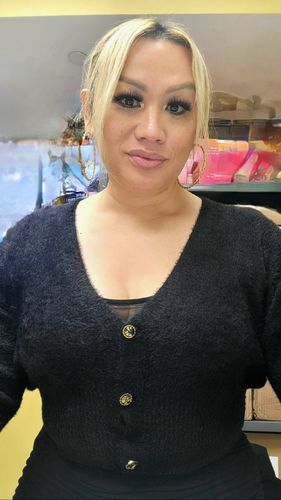 Customer photo review of Drop Shoulder Button Up Cardigan