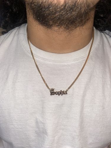 Customer photo review of Royal Cuban Link Name Necklace