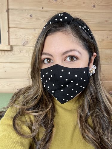 Customer photo review of JET PEARL FACE MASK AND HEADBAND SET