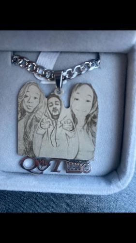 Customer photo review of Lovers Charm™ 18K Custom Engraved Necklace