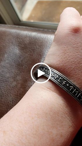 Customer video review of Weathered Elder Furthark Runes Cuff Bracelet
