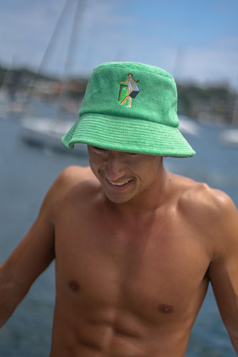 Customer photo review of Backyard Cricket - Green Terry Bucket Hat
