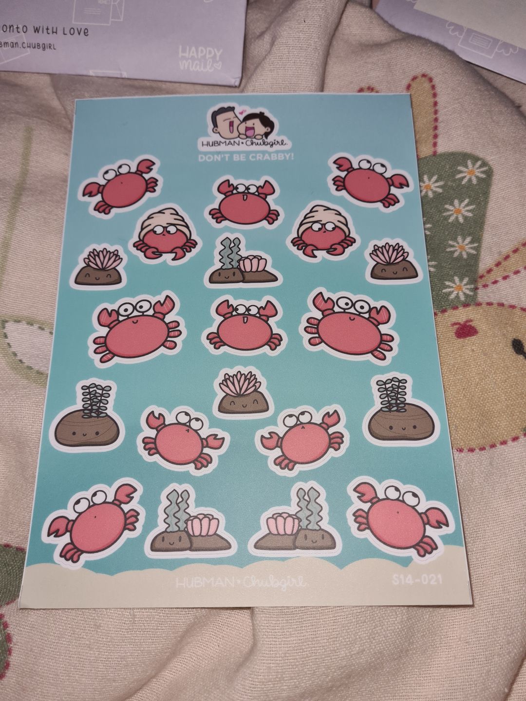 Customer photo review of Sticker Sheet - Don't Be Crabby!