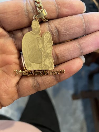 Customer photo review of Lovers Charm™ 18K Custom Engraved Necklace