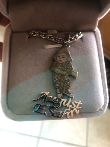 Customer photo review of Lovers Charm™ 18K Custom Engraved Necklace