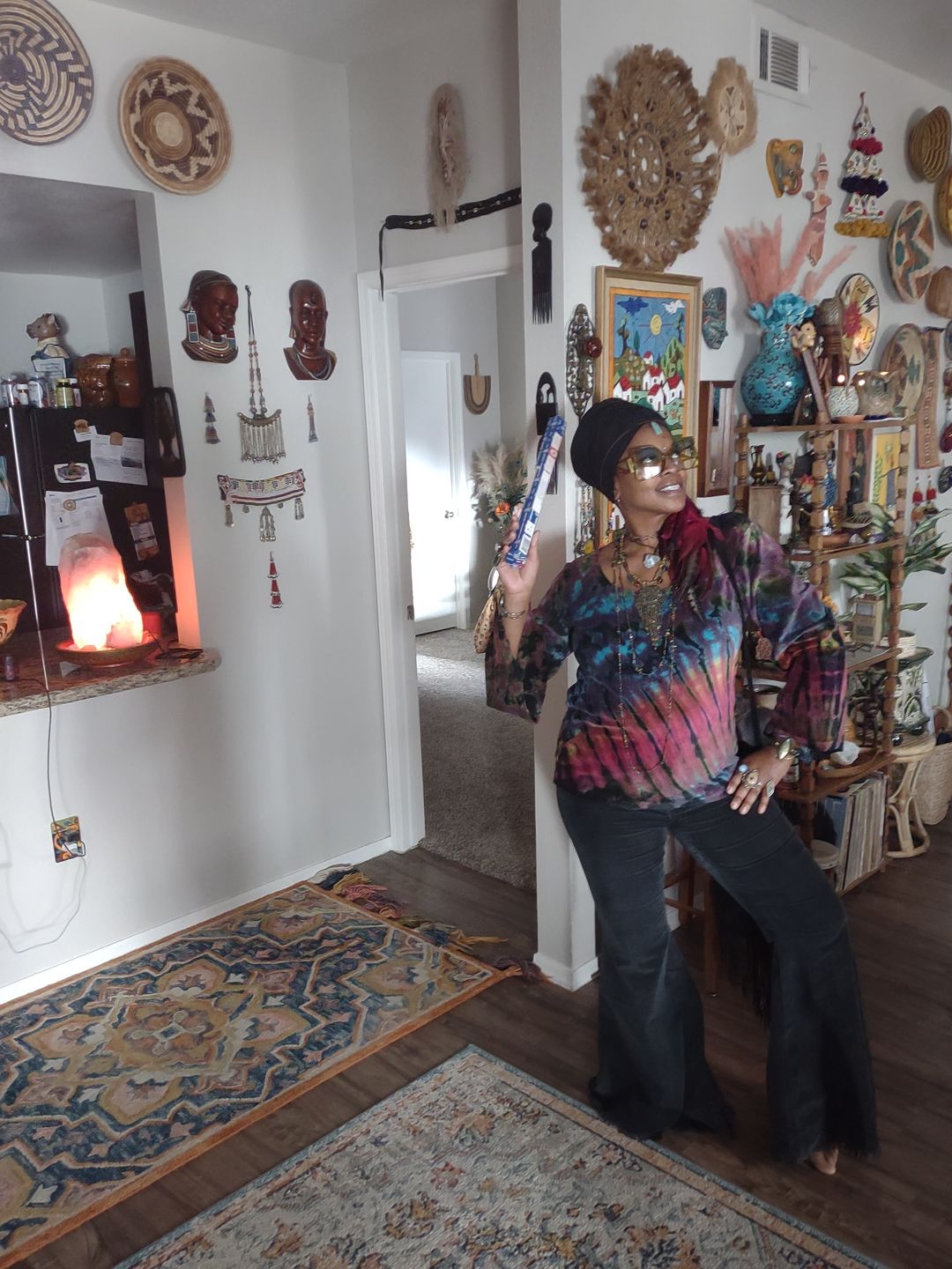 Customer photo review of Janis Vibes Velvet Tie Dye Blouse