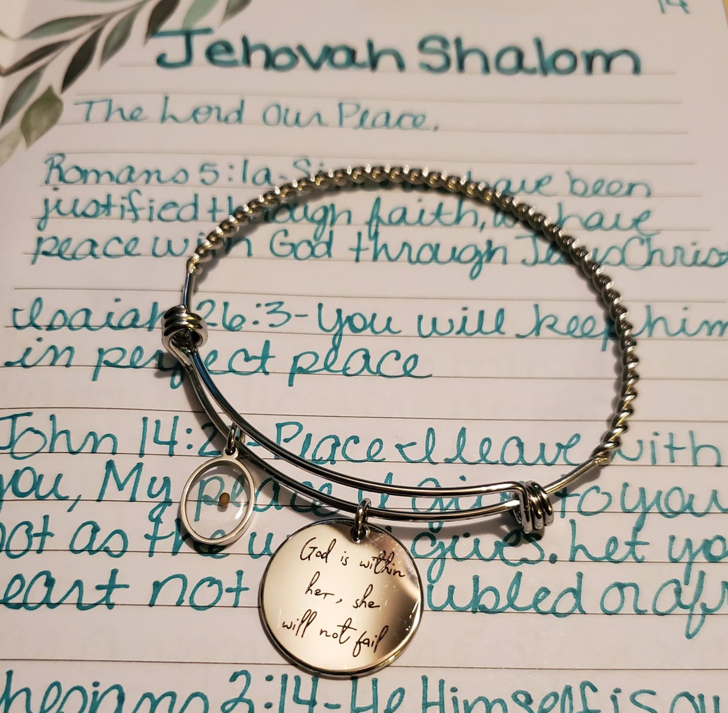 Customer photo review of God is Within Her, She Will Not Fail Bracelet