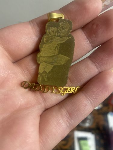 Customer photo review of Lovers Charm™ 18K Custom Engraved Necklace