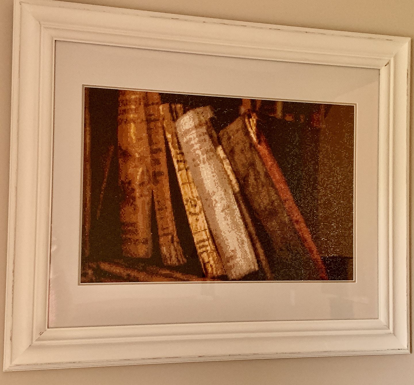 Customer photo review of Old Books - Premium 5D Poured Glue Diamond Painting Kit