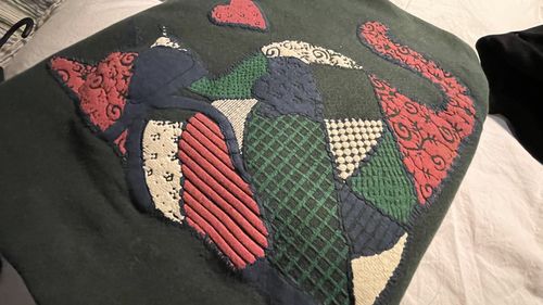 Customer photo review of Vintage Cats Hearts Nutmeg Mills Sweatshirt Size XL