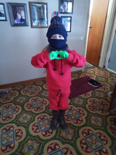 Customer photo review of 3-Piece Winter Knitted Beanie Mask Scarf Set