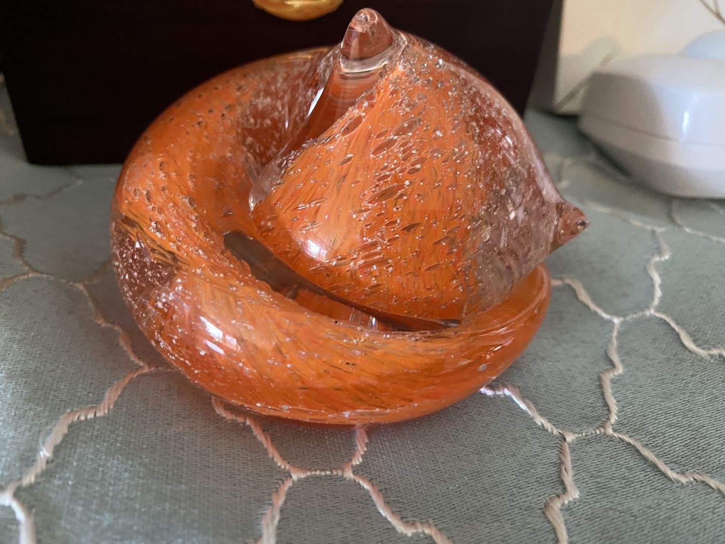 Customer photo review of Half-tone Sleeping Glass Cat with Infused Cremation Ashes