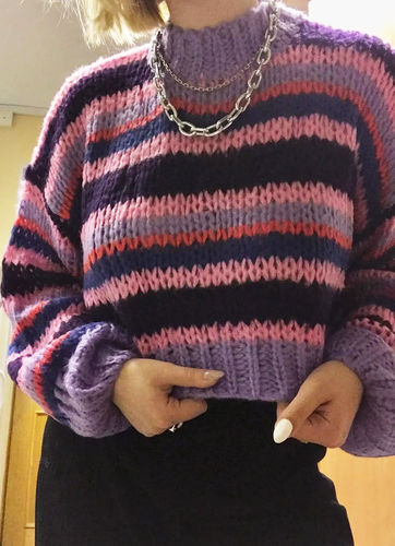 Customer photo review of Purple Aesthetic Striped Sweater