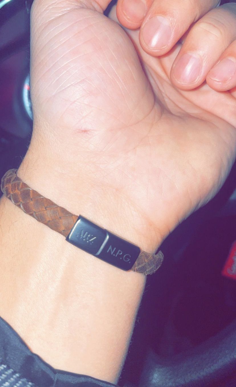 Customer photo review of 8mm Flat Leather Engravable Bracelet