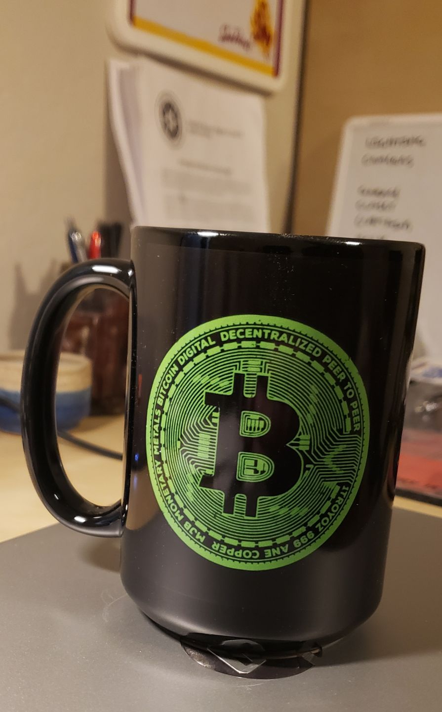 Customer photo review of Premium Ceramic Mug Bitcoin Fluorescent Green