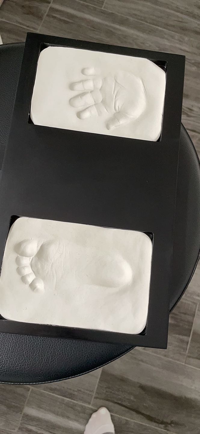 Customer photo review of Baby Handprint & Footprint Keepsake Duo Frame