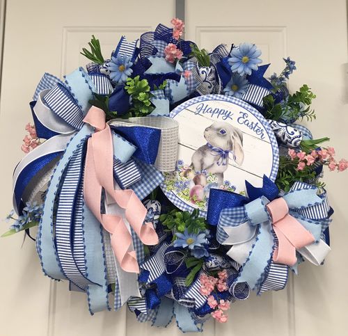 Customer photo review of Vinyl Decal, Easter Sign, Happy Easter Sign, 10" Round Metal Sign VINYL-DECOE-423, Sign For Wreath, DecoExchange