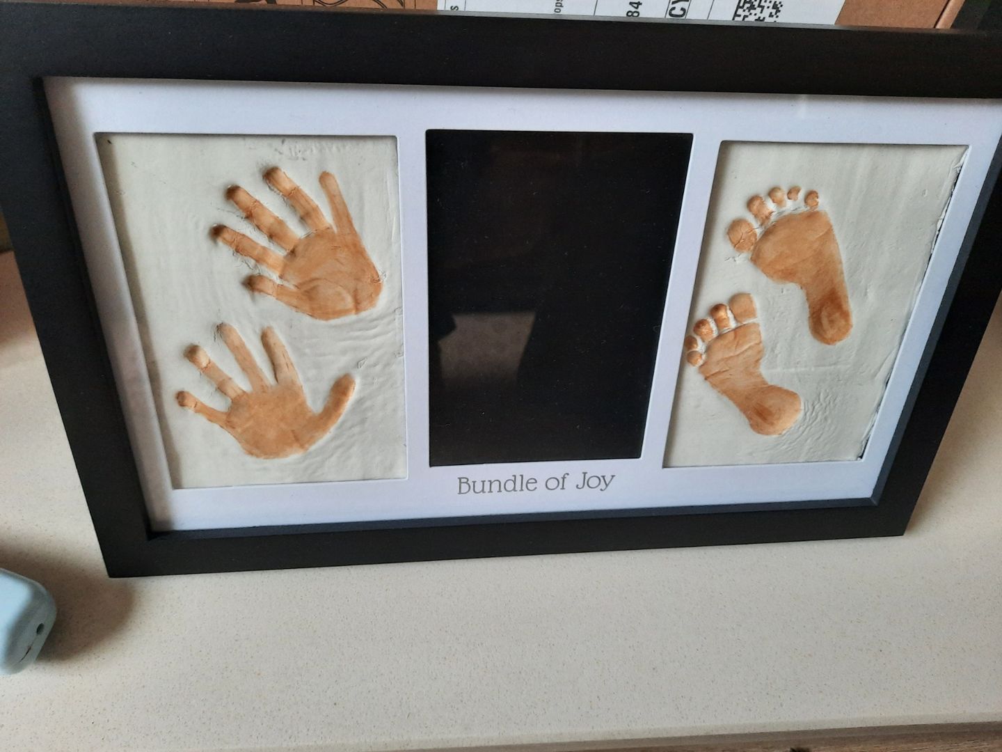 Customer photo review of Baby Handprint & Footprint Keepsake Duo Frame