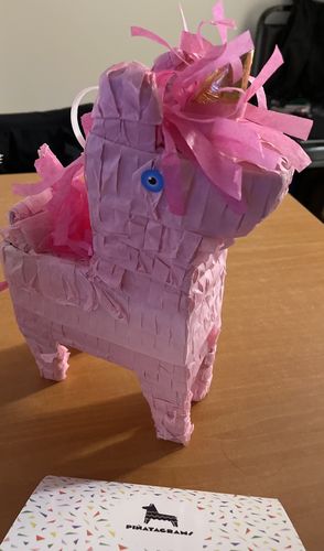 Customer photo review of Pink Unicorn Piñatagram (Filled with Candy)
