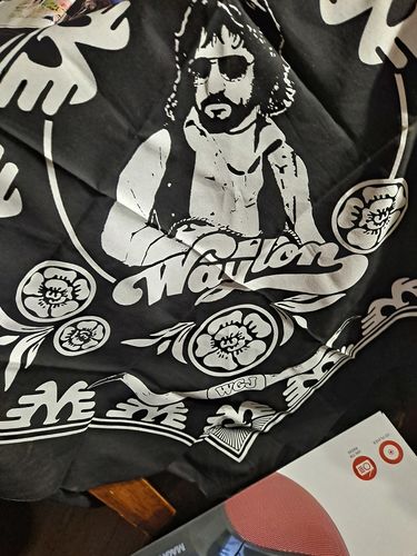 Customer photo review of 22" Waylon Jennings Longhorn Bandana