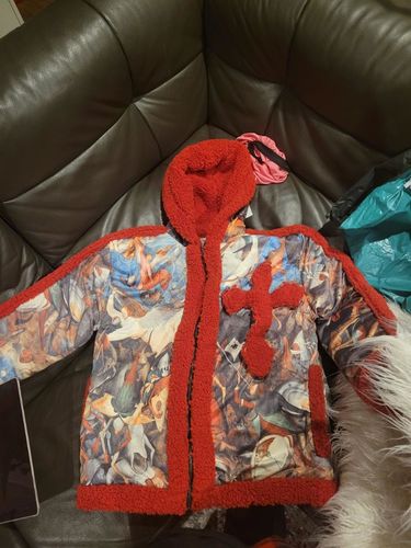 Customer photo review of Shearling hooded coat-Pieter Bruegel-Red