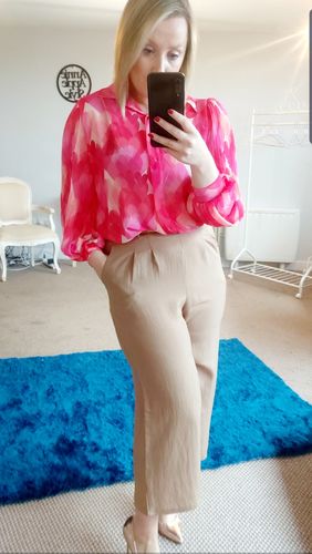 Customer photo review of Josephine Pink Pleated Sleeve Blouse