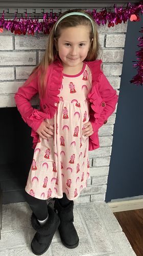 Customer photo review of [Magenta Ribbed] High Low Ruffle Cardi