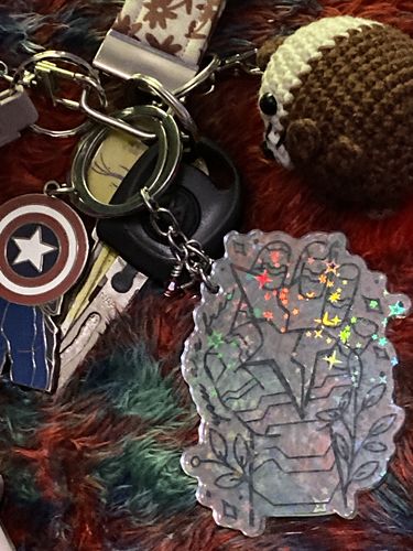 Customer photo review of You Are Free Sketch Style Keychain (Holographic)