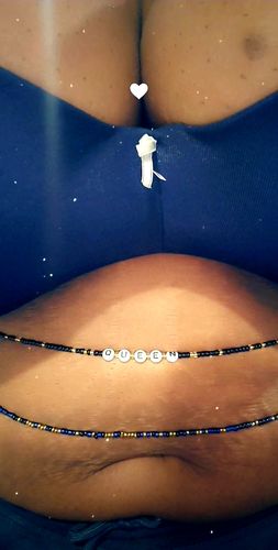 Customer photo review of Sierra Blue and Bronze Waist Beads