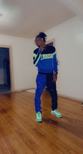 Customer photo review of Split Paint Splatter Denim (Black - Royal Blue)