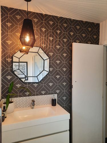 Customer photo review of Honeycomb Bee Wallpaper - 4 Colours